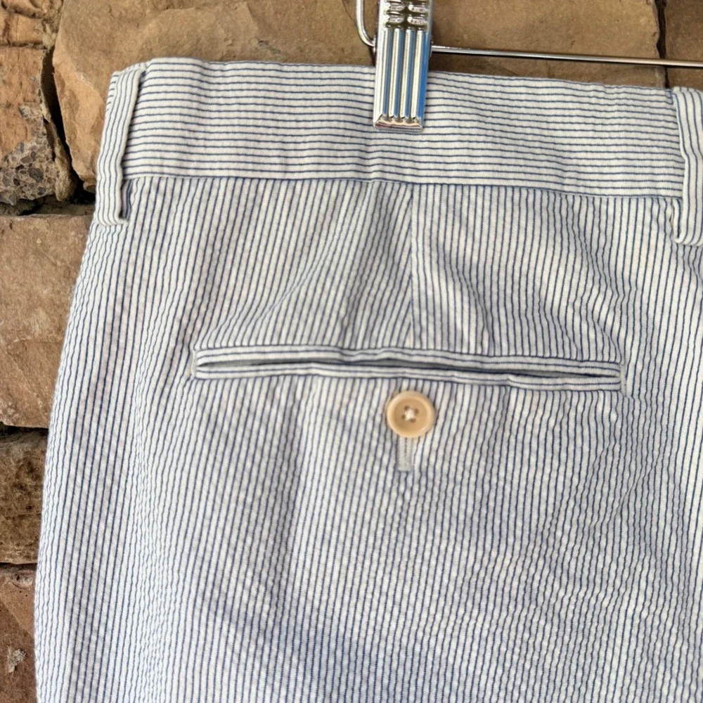 Banana Republic Mens 38x26 Slim Tapered Crop Fit Pants Seersucker Stripe Cuffed